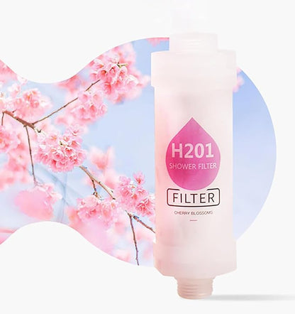 Shower Head Filter Bathroom Accessories for Hard Water Filter Vitamin C Replacement Cartridge Remove Chlorine Fluoride Heavy Metals Improves Skin Condition Protects Hair Cherry Blossoms Scent