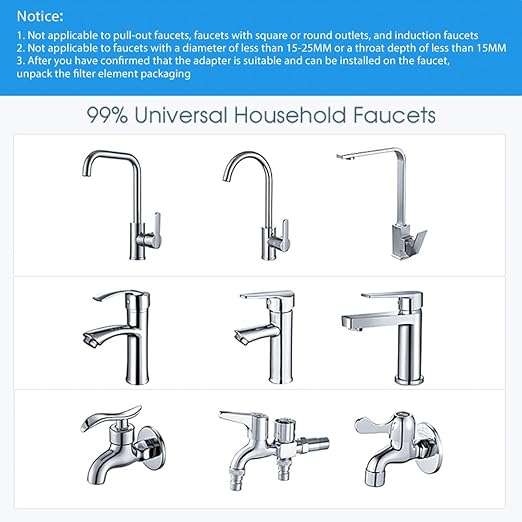 Water Filter for Sink Faucet, Lead-Reducing Filter, Dual Head Design with Temperature Display ℉, 300 Gallons Long-Lasting Reinforced Housing Built-to-Last, Multi-Use Tap Water Filter