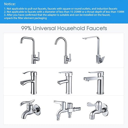 Water Filter for Sink Faucet, Lead-Reducing Filter, Dual Head Design with Temperature Display ℉, 300 Gallons Long-Lasting Reinforced Housing Built-to-Last, Multi-Use Tap Water Filter