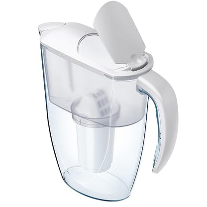 AQUAPHOR Water Filter Jug Smile, Space-Saving, Lightweight Fridge Door fit 2.9L Capacity 1 X A5 350L Filter Included Reduces Limescale Chlorine & Microplastics, White.