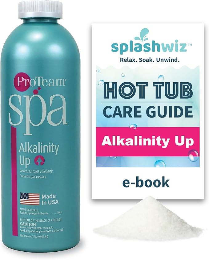 ProTeam Spa Alkalinity Increaser for Hot Tub to Keep Alkalinity Up for hot tub spa - with SplashWiz Spa & Hot Tub Chemicals Care Guide e-Book - Made in USA (2 lb)