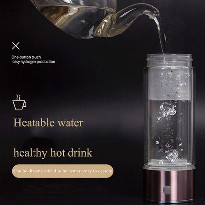 Gaone H2 Hydrogen Water Bottle Hydrogen Water Maker Electrolyzed Hydrogen Water Hot and Cold Water General Purpose Colorful Lights Effect Hydrogen Generator 450Ml,Silver