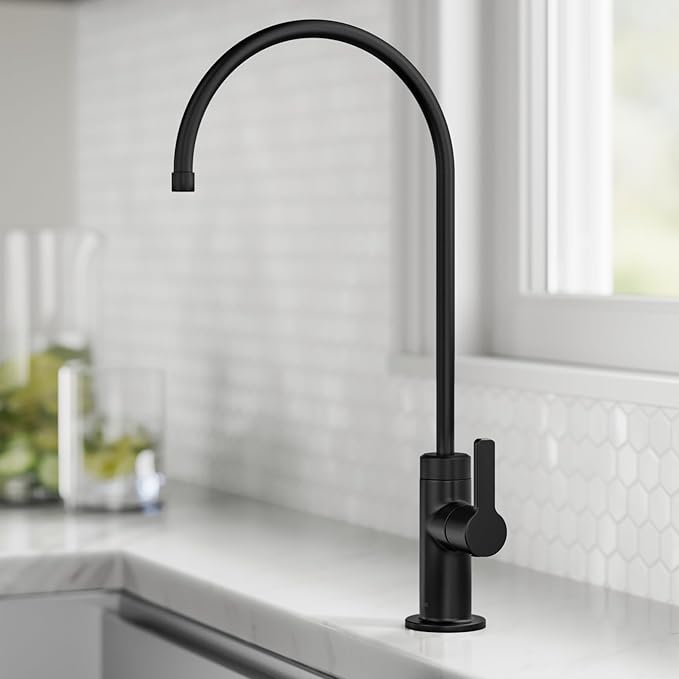 KRAUS Oletto Single Handle Drinking Water Filter Faucet for Reverse Osmosis or Water Filtration System in Matte Black, FF-103MB