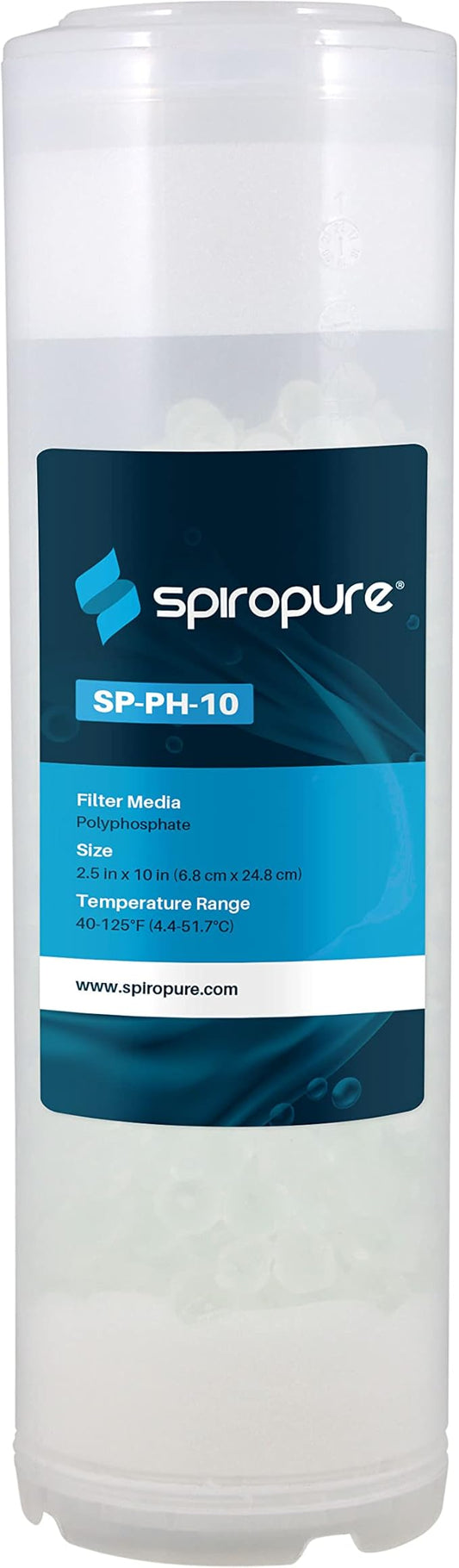 SpiroPure 10x2.5 Polyphosphate Water Filter, Anti-Scale Filter 10 Inch, Hard Water Filter, Scale Inhibitor, Salt Free Water Softener for Shower, Sink, & Whole House