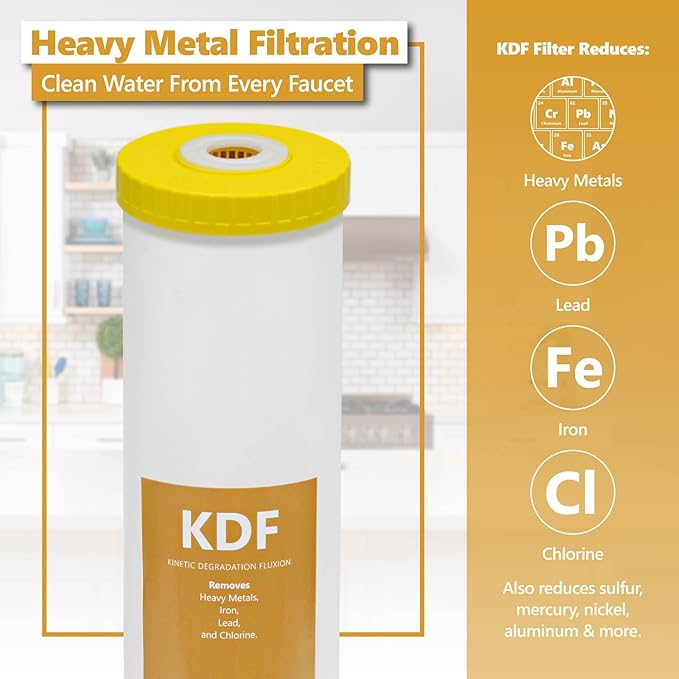 Express Water Whole House Water Filter Set for Heavy Metals – 3 Stage Water Filtration Replacement Kit – Sediment, Carbon Block, KDF High Capacity Cartridges – 5 Micron Water Filter 4.5 x 20 inch