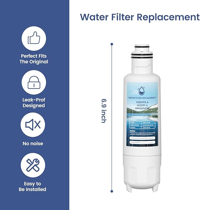 HX2019FR-A Water Filter Replacement, Compatible with Hisense HX2019FR-A, HX2019F-A, HRM260N6TSE, HRFD560SW, HRCD585BW, HRFD634BW, HRCD650BW, HRCD586TBWB and Mora MRM260N6TSE 1 Pack