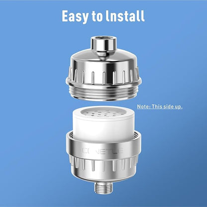 Shower Filter Replacement Cartridges (3-Pack) - Compatible with Heavy Duty Shower Head Filters, KDF-55 & Vitamin C Media for Hard Water, Skin-Friendly Bathing