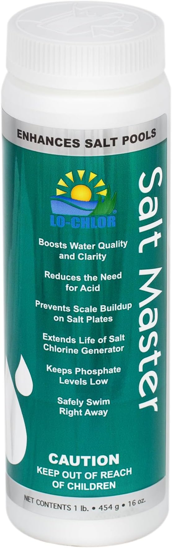 Lo-Chlor Salt Master – Salt Water Pool Chemical Enhancer – Improves Water Clarity, Controls pH & Phosphates, Prevents Scale Build-Up – Extends Salt Cell Life – Fast-Acting & Safe – 1 LB