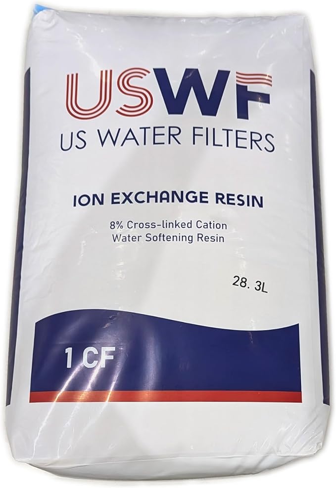 USWF-8P-50lbs Ion Exchange Water Softener Resin - 1 Cubic Foot - Single Bag - Ideal for Residential or Commercial Use - Reduces Soap Scum and Limescale