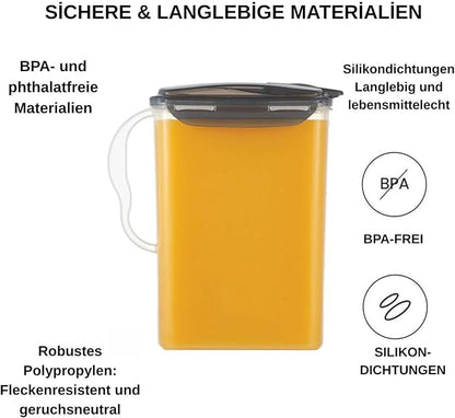 LocknLock Aqua Fridge Door Water Jug | Clear Pitcher | BPA Free Plastic Pitcher with Lid | 3 Quart Pitcher with Lid for Water, Juice, Tea & More Beverages, Gray