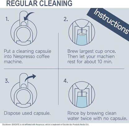 Cleaning Capsule Compatible with Nespresso Machine, 6ct Cleaning Pods for Nespresso Originaline coffee machine, Descaling solution