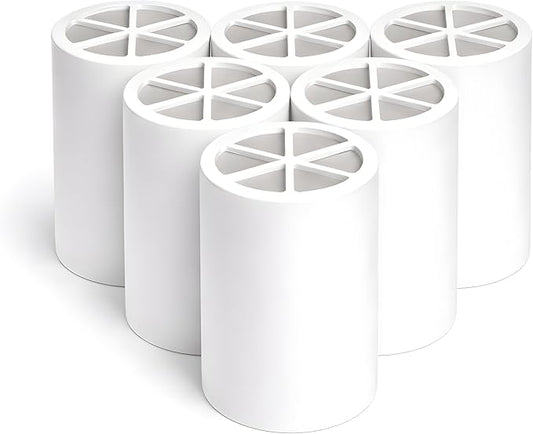 Crystal Quest Shower Filter Replacement Cartridge - Removes Chlorine and Contaminants for Cleaner Water - Durable BPA-Free - Built in the USA - Fits Crystal Quest Shower Filters [Pack of 6]