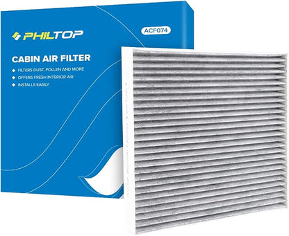 PHILTOP HEPA Cabin Air Filter w/Activated Carbon, Compatible with CF12159 Kia Optima 2016-2020, Hyundai Sonata 2016-2019, Genesis G70 2024, Carbon Filter Up Dust Pollen Odor