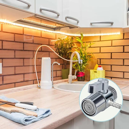 Countertop Water Filter Diverter Valve with Barb Connector, Faucet Diverter Adapter for 6mm, 8mm, 9.5mm Tubing or Hose, Compatible with Standard Kitchen Faucets (6mm barb)