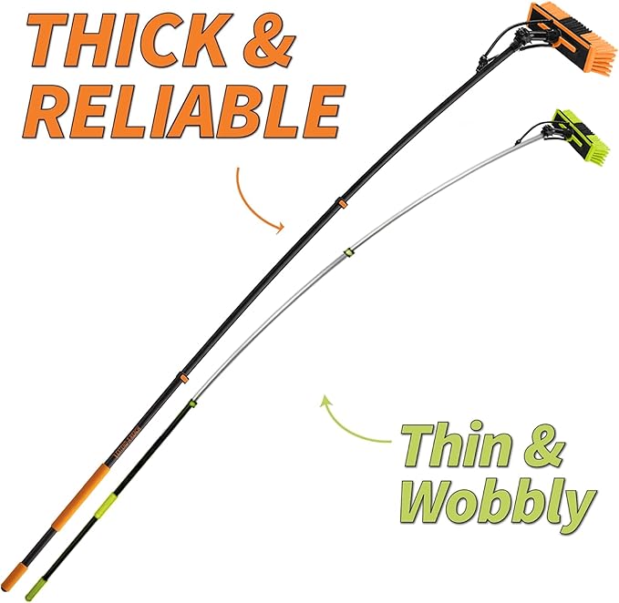 5-24 ft Water Fed Pole Window Cleaning System // Professional Telescopic Solar Panel Cleaning Equipment // Water Fed Brush with Upper Rinse Bar, 10" Squeegee, Water Filter, Soap Dispenser & Water Hose