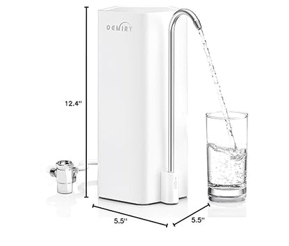 Countertop Water Filter, 8000 Gallons Alkaline Water Filtration System for Sink Faucet, Reduces 99.99% Chlorine, Heavy Metals, Bad Odor, OM-CF04 Included 1 Filter