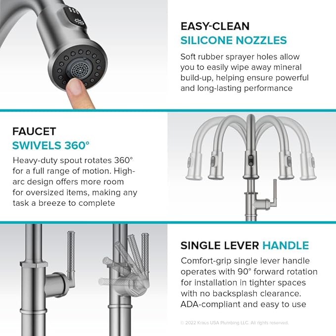 KRAUS Allyn Traditional Industrial Pull-Down Single Handle Kitchen Faucet in Brushed Gold, KPF- 4100BG