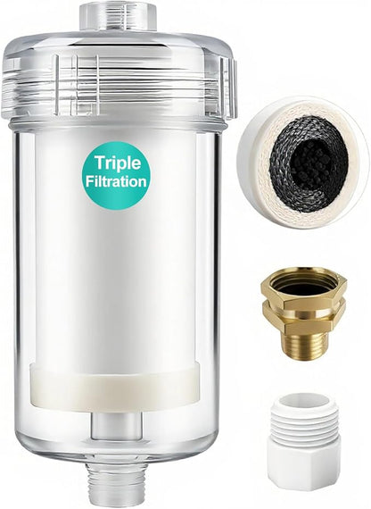 1 micron Carbon Shower Filter, Visible Water Filter for Washing machine, shower head filter, 99% Removal of Chlorine, Fluoride, Heavy metal, Odor & Scale, Improves Skin Condition, Protects hair