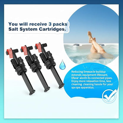 Salt System Cartridge Compatible with Hot Spring Highlife & Limelight, Caldera Utopia & Paradise Spas - Replacement Salt Water Sanitizer Cartridge for Spa & Hot Tub, Each Lasts Up to 4 Months (3 Pack)