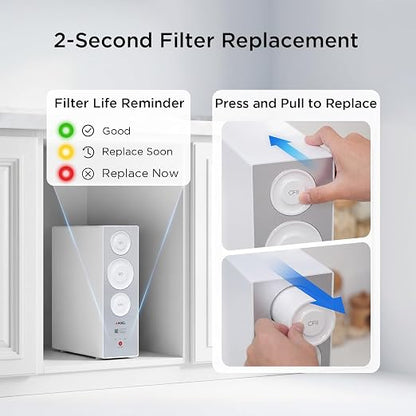 ANGEL X2 Tankless Reverse Osmosis System, 700 GPD, Under Sink RO Filter | NSF standards, 0.5 GPM fast flow, 2.5:1 pure-to-drain ratio, slim 4.72’’ design, easy DIY installation, 2-sec filter changes