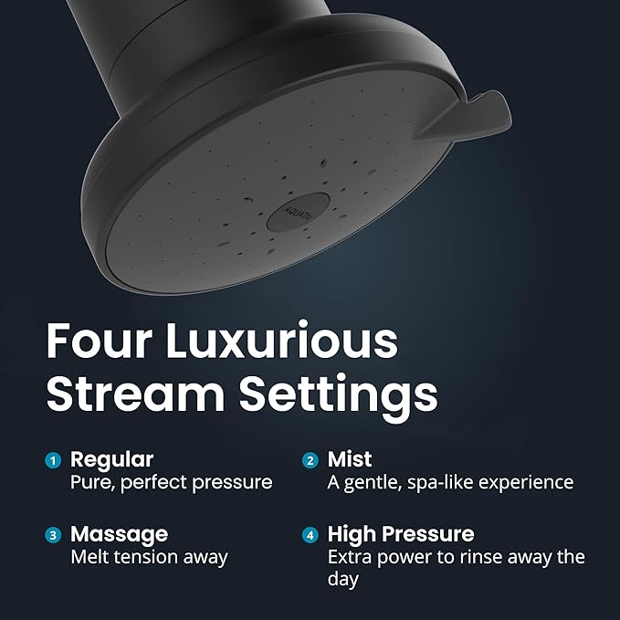 AquaTru Shower - Advanced Shower Filter Removes Impurities from Hard Water to Support Healthy Skin, Scalp, Hair, Reduce Breakage, and Enhance Your Beauty and Self-Care Routine (Matte Black)