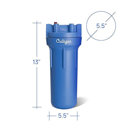 Culligan HF-150A Whole House Water Filter Housing - 3/4" Inlet/Outlet, Standard Duty, Sediment Water Filtration System, UV-Resistant Opaque Design, Pressure Relief Valve, NSF Certified
