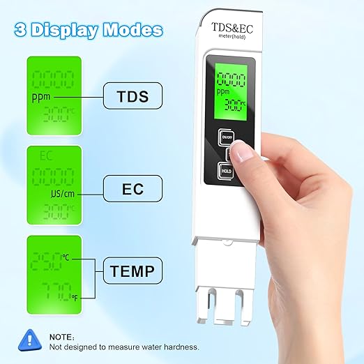 Water Testing Kits for Drinking Water- 4 in 1 TDS Meter TDS EC & Temperature(°C,°F) Meter,Accurate & Reliable Digital Tap, Well, Swimming Pool,Hydroponics, Aquarium, RO/DI System