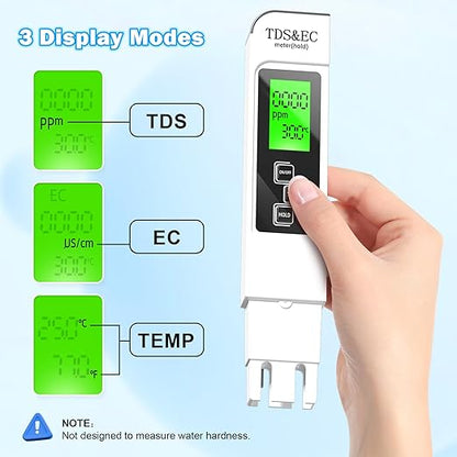 Water Testing Kits for Drinking Water- 4 in 1 TDS Meter TDS EC & Temperature(°C,°F) Meter,Accurate & Reliable Digital Tap, Well, Swimming Pool,Hydroponics, Aquarium, RO/DI System