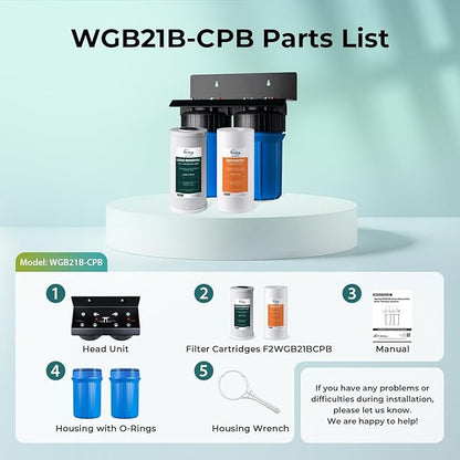 iSpring WGB21B-CPB 2-Stage Whole House Water Filtration System Reduces Cadmium, Mercury, Sediments, Chlorine, and up to 99% Lead, 1" Inlet/Outlet Ports
