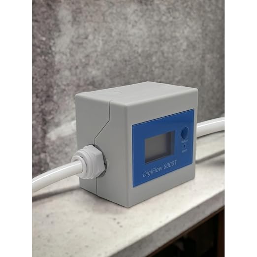 Savant DigiFlow 8000T Water Filter Flow Meter, 3/8" Quick Fit | Filter Life Reminder, Water Usage Countdown, Buzzer Alert, Gallon Liter Display