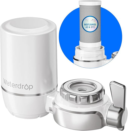 Waterdrop FC-01 Water Filter for Sink Faucet, 320 Gallons | Reduces Chlorine, NSF Certified Tap Water Filter for Kitchen Sink, Lead-Free Material, Easy Installation, 1 Filter
