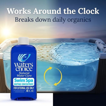 Waters Choice Water Clarifier Swim Spa Concentrate - The First and Only All Season Enzyme Application Designed Specifically for Indoor and Outdoor Swim Spas. 6 Month Supply. Minimal Sanitizer.