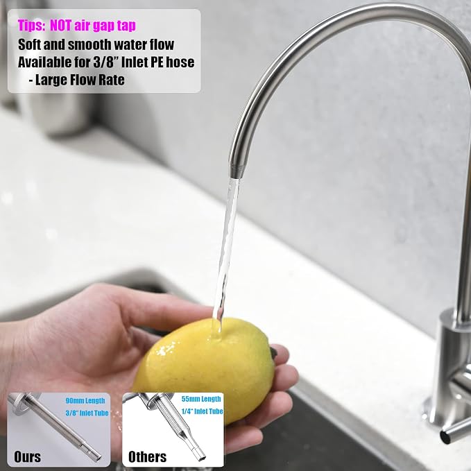 Havin RO Water Filter Faucet,Drinking Water Faucet fits Most Water Filtration System, Kitchen Reverse Osmosis Faucet,Bar Sink Faucet,Filter Tap,Lead-Free Stainless Steel,Non-Air-Gap(Brushed)