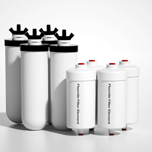 Purewell 8-Stage PF-4&FL-2 Purification Elements Set, Reduce Chlorine and Fluoride, Washable & Reusable, Replacement for ProOne®, Berlky®, Purewell® Filters and Water Filter Systems (8 Pack, K Series)