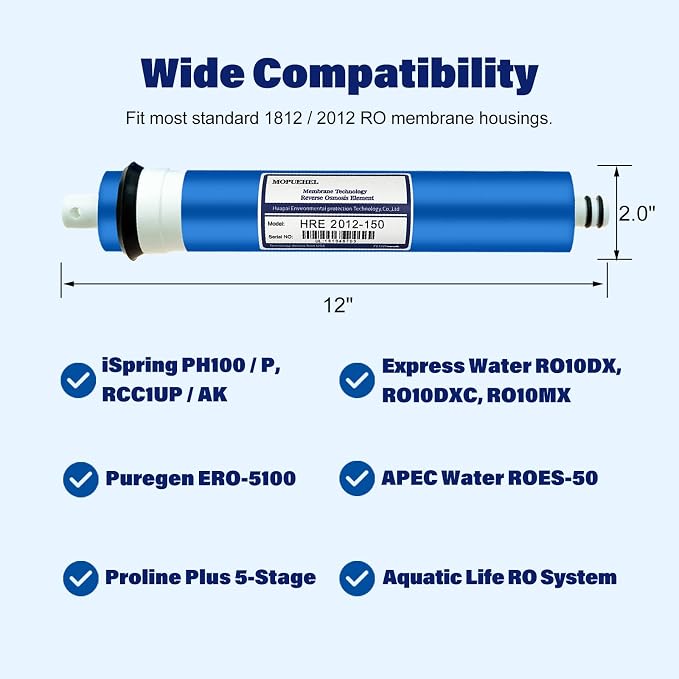150 GPD RO Membrane Filter Replacement, Reverse Osmosis Membranes, RO Buddie Replacement Filters, RODI Membrane Replacement Cartridges for Reverse Osmosis Water System (1 Pack)