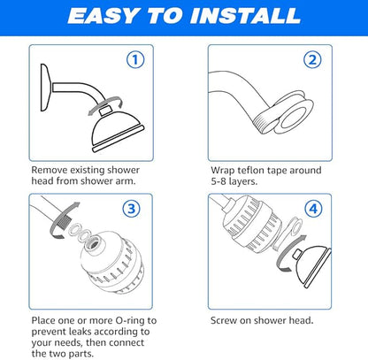 15 Stage Shower Head Filter for Hard Water - High Output Shower Water Filter Reduces Chlorine, Improves Skin Condition