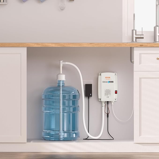 VEVOR Bottled Water Dispenser Pump System, 5 Gallon Dispensing System, Automatic Electric Water Dispenser, Single Inlet Water Jug Pump, Compatible Use with Coffee/Tea Machine, Refrigerator, Ice Maker
