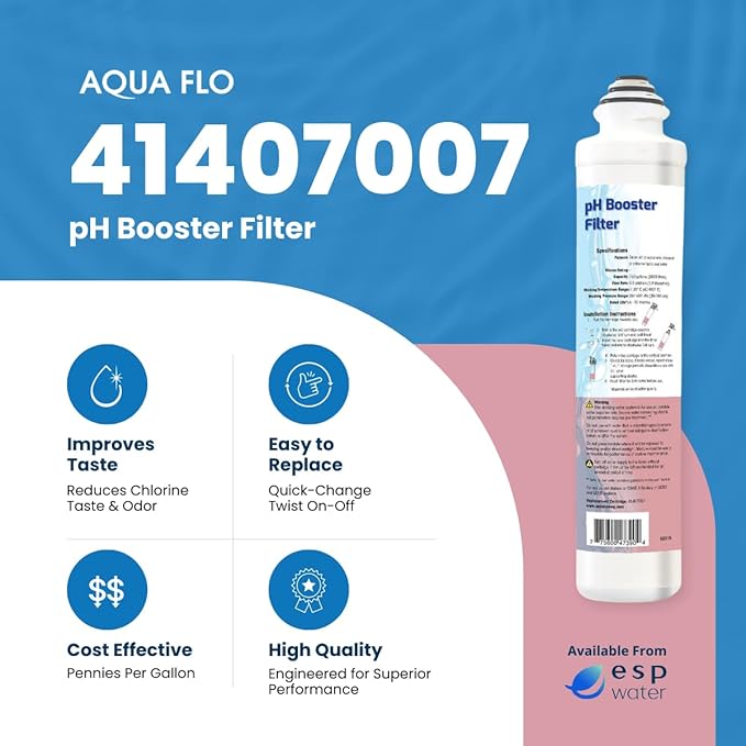 Aqua Flo 41407007 Quick Change pH Booster Filter for QCRO and QCUF 4-Stage Systems Remineralizes Water Raises pH Reduces Chlorine Taste and Odor
