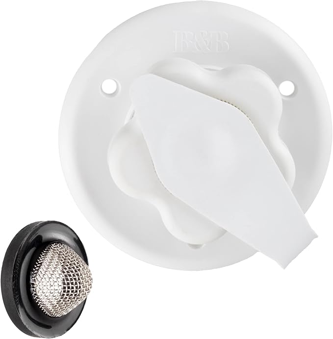 RecPro RV White City Water Fill Inlet Flange Brass with Check Valve | Made in America (No Hose Elbow) (Pack of 2)