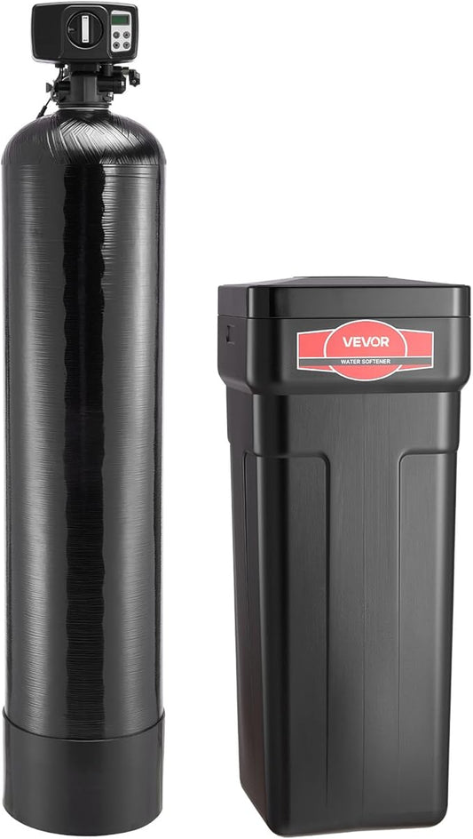 VEVOR Water Softener, 48,000 Grains Whole House Water Softener System, with Automatic Digital Control Head, Bypass Valve, Reduce Hardness and Minerals, Improve Water Quality, for 3-4 Bathrooms