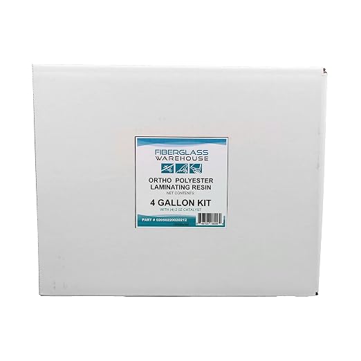 Fiberglass Warehouse Polyester Laminating Resin Marine Grade 4 Gallon | Catalyst Included, Fiberglass & Wood Repair, Boat Decks & RV, Auto Composite Projects, General Purpose