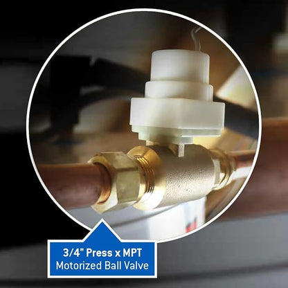 FloodStop Water Heater Leak Detector Kit with Automatic Water Shut-Off and Visual/Audible Alarms, 3/4" Press x MPT