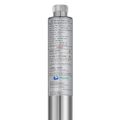 HQUA-OWS-124 UV Water Purifier for Whole House, 12GPM 110V 40W Model + 2 Extra Lamp + 1 Extra Ballast + 1 Extra Quartz Sleeve