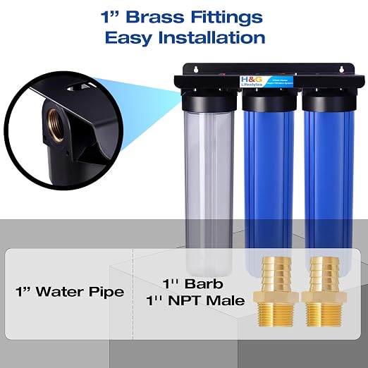 H&G Lifestyles Whole House Water Filter System,Iron Filter for Well Water | Remove Sulfur Odor Chlorine and Heavy Metal,Improve Water Taste, 3 Stage Home Water Softener Filtration System