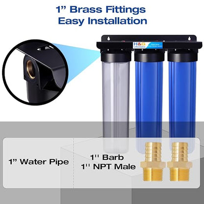 H&G Lifestyles Whole House Water Filter System,Iron Filter for Well Water | Remove Sulfur Odor Chlorine and Heavy Metal,Improve Water Taste, 3 Stage Home Water Softener Filtration System