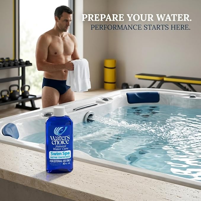 Waters Choice Water Clarifier Swim Spa Concentrate - The First and Only All Season Enzyme Application Designed Specifically for Indoor and Outdoor Swim Spas. 6 Month Supply. Minimal Sanitizer.