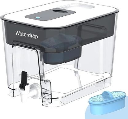 Waterdrop WFD-22L-A Alkaline Water Filter Dispenser, Large 40-Cup Water Filter Pitcher, Healthy, Clean & Toxin-Free Mineralized Alkaline Water, 100-Gallon, BPA Free, Black