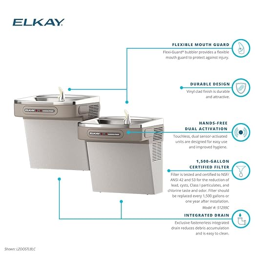 Elkay Wall Mount ADA Cooler Filtered Non-refrigerated Light Gray Granite