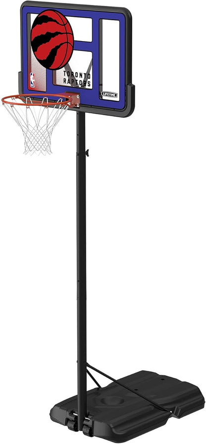 Lifetime NBA Toronto Raptors Portable Basketball Hoop, Adjustable Height 7.5-10 Ft, 44 Inch Shatterproof Fusion Backboard, Base with Wheels