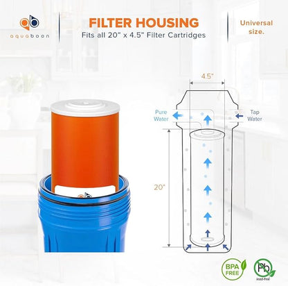 Aquaboon 5 Micron 20 x 4.5 Whole House Water Filter Replacement Cartridge KDF for 1-Stage Water Filtration System 1 Pack